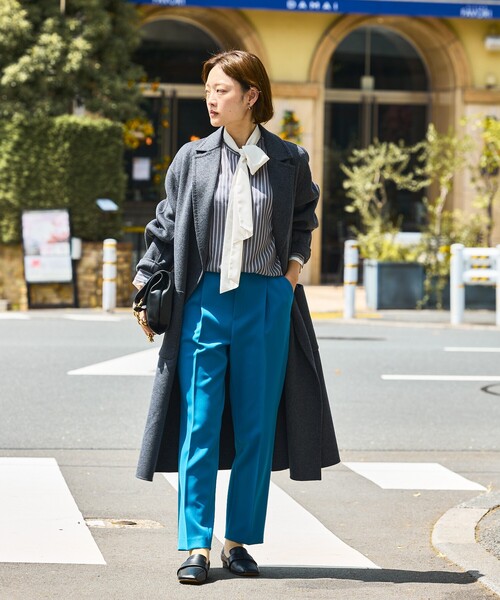 qualite（カリテ）の「【ブルー】ダブルクロスセンタープレスパンツ/オフィスカジュアル（その他パンツ・レディース・ブルー・34/36/38/40/32）」の8枚目の写真
