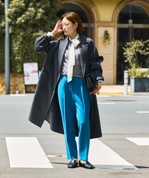 qualite（カリテ）の「【ブルー】ダブルクロスセンタープレスパンツ/オフィスカジュアル（その他パンツ・レディース・ブルー・34/36/38/40/32）」の9枚目の写真