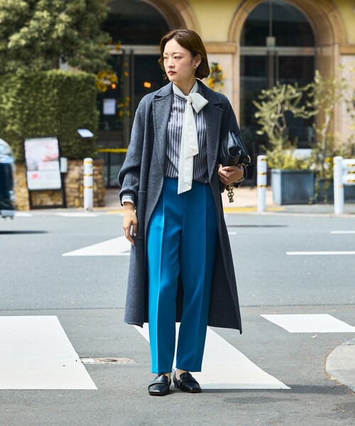 qualite（カリテ）の「【ブルー】ダブルクロスセンタープレスパンツ/オフィスカジュアル（その他パンツ・レディース・ブルー・34/36/38/40/32）」の10枚目の写真