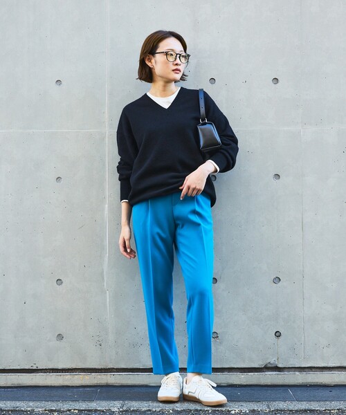 qualite（カリテ）の「【ブルー】ダブルクロスセンタープレスパンツ/オフィスカジュアル（その他パンツ・レディース・ブルー・34/36/38/40/32）」の16枚目の写真