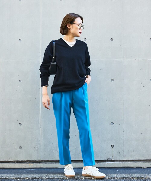 qualite（カリテ）の「【ブルー】ダブルクロスセンタープレスパンツ/オフィスカジュアル（その他パンツ・レディース・ブルー・34/36/38/40/32）」の19枚目の写真