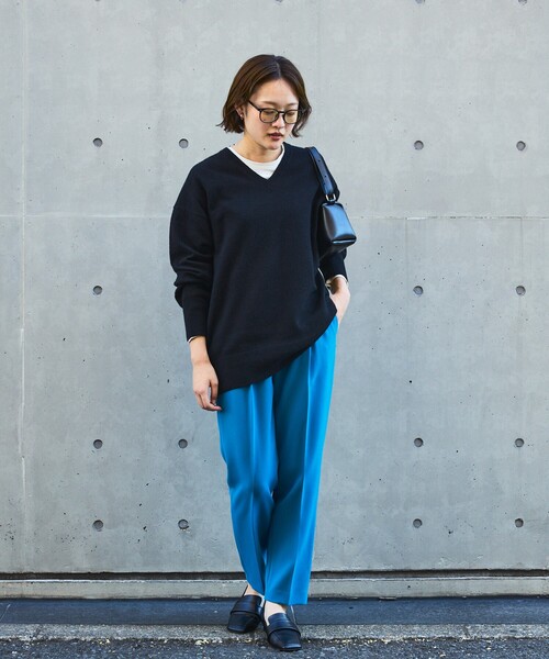 qualite（カリテ）の「【ブルー】ダブルクロスセンタープレスパンツ/オフィスカジュアル（その他パンツ・レディース・ブルー・34/36/38/40/32）」の22枚目の写真