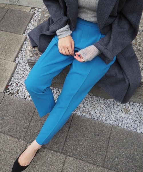 qualite（カリテ）の「【ブルー】ダブルクロスセンタープレスパンツ/オフィスカジュアル（その他パンツ・レディース・ブルー・34/36/38/40/32）」の5枚目の写真