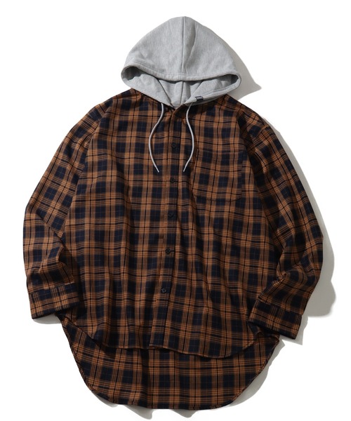 VISION STREET WEAR（ヴィジョンストリートウェア）の「【VISION STREET WEAR/ヴィジョンストリートウェア】Hoodie Check shirt/レイヤード風 フーディ チェック ネルシャツ（シャツ/ブラウス・メンズ・グリーン/ブラウン/ブラック・L/M）」の22枚目の写真