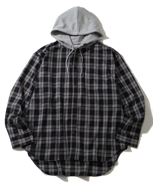 VISION STREET WEAR（ヴィジョンストリートウェア）の「【VISION STREET WEAR/ヴィジョンストリートウェア】Hoodie Check shirt/レイヤード風 フーディ チェック ネルシャツ（シャツ/ブラウス・メンズ・グリーン/ブラウン/ブラック・L/M）」の20枚目の写真