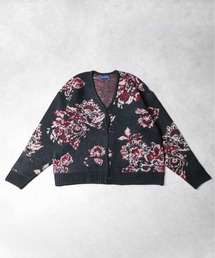【RS】【many men many mind】モヘアタッチ総柄ルーズシルエットジャガードカーディガン