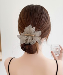 ARCHIVER（アーカイバ）の「【RS】【Lilamusant(リラミュゾン)】 フラワーモチーフバレッタ ヘアクリップ オーガンジー シフォン オケージョン 結婚式 二次会 同窓会 成人式 パーティー お呼ばれ（バレッタ/ヘアクリップ）」