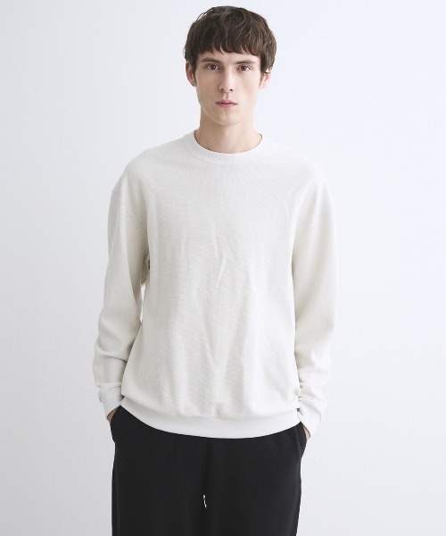 three dots（スリードッツ）の「ウールミックス パイルフリース クルーネック（スウェット・メンズ・ブラック/グレー系その他/ブルー系その他・SMALL/MEDIUM/LARGE）」の2枚目の写真