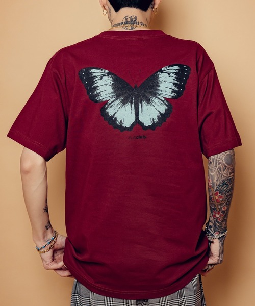 Subciety(サブサエティ)の「Butterfly tee(Tシャツ/カットソー・メンズ・バーガンディー/ホワイト/ブラック・SMALL/MEDIUM/LARGE/X-LARGE/XX-LARGE)」の3枚目の写真