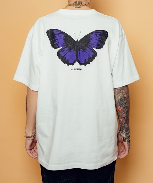Subciety(サブサエティ)の「Butterfly tee(Tシャツ/カットソー・メンズ・バーガンディー/ホワイト/ブラック・SMALL/MEDIUM/LARGE/X-LARGE/XX-LARGE)」の2枚目の写真