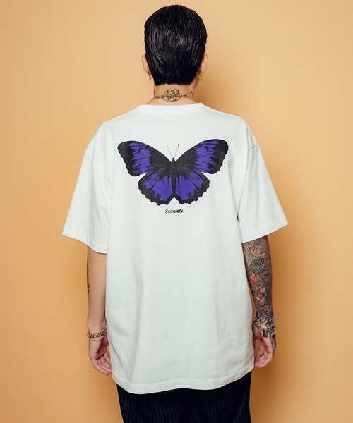 Subciety(サブサエティ)の「Butterfly tee(Tシャツ/カットソー・メンズ・バーガンディー/ホワイト/ブラック・SMALL/MEDIUM/LARGE/X-LARGE/XX-LARGE)」の8枚目の写真