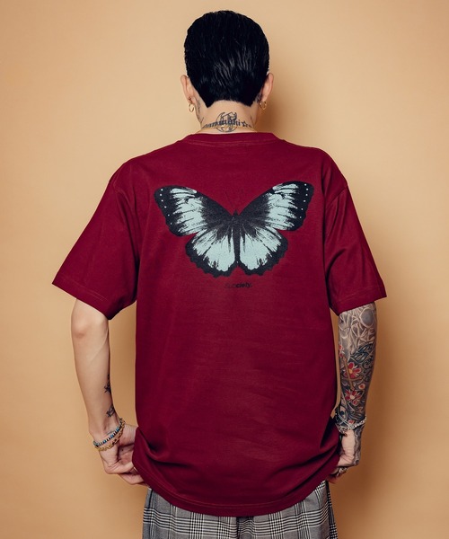 Subciety(サブサエティ)の「Butterfly tee(Tシャツ/カットソー・メンズ・バーガンディー/ホワイト/ブラック・SMALL/MEDIUM/LARGE/X-LARGE/XX-LARGE)」の10枚目の写真