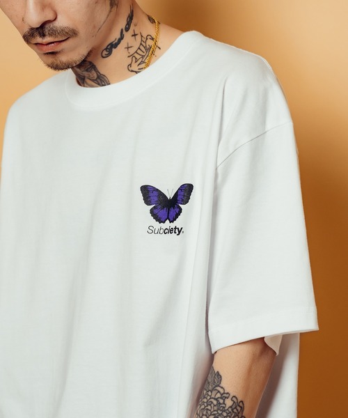 Subciety(サブサエティ)の「Butterfly tee(Tシャツ/カットソー・メンズ・バーガンディー/ホワイト/ブラック・SMALL/MEDIUM/LARGE/X-LARGE/XX-LARGE)」の11枚目の写真