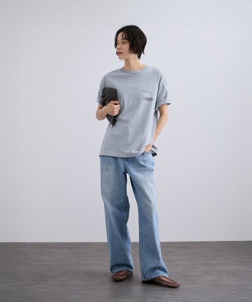 AMERICANA(アメリカーナ)の「【Americana(アメリカーナ)】ラフィー丸胴 プリントT / ポイントロゴ(Tシャツ/カットソー・レディース・ホワイト系その他/オフホワイト/ブルー系その他6・FREE)」の12枚目の写真