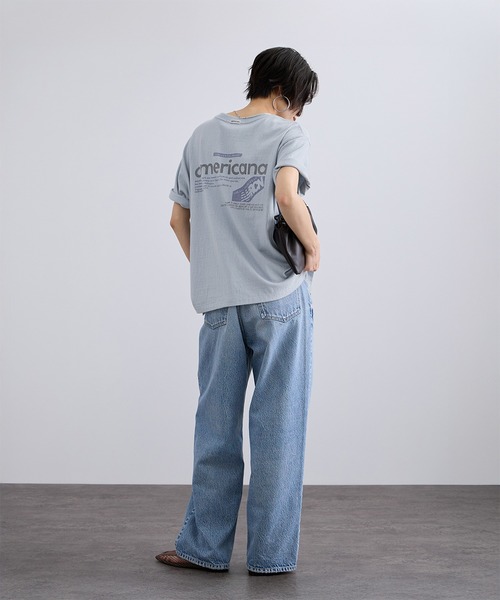AMERICANA(アメリカーナ)の「【Americana(アメリカーナ)】ラフィー丸胴 プリントT / ポイントロゴ(Tシャツ/カットソー・レディース・ホワイト系その他/オフホワイト/ブルー系その他6・FREE)」の6枚目の写真