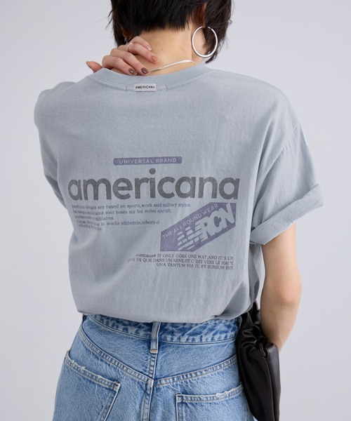 AMERICANA(アメリカーナ)の「【Americana(アメリカーナ)】ラフィー丸胴 プリントT / ポイントロゴ(Tシャツ/カットソー・レディース・ホワイト系その他/オフホワイト/ブルー系その他6・FREE)」の4枚目の写真