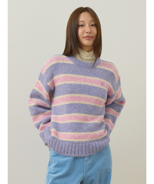 Bb' BENETTON(ビーフラットベネトン)の「ストライプニット(ピンク)(ニット/セーター・レディース・その他・ONE SIZE)」の1枚目の写真