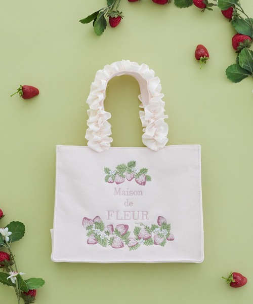 いちごフリルハンドルスクエアトートバッグ（トートバッグ）｜Maison