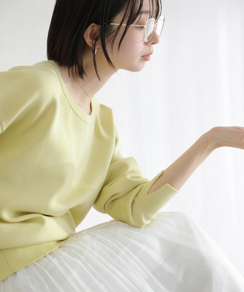 La TOTALITE（ラトータリテ）の「《追加3》【洗える】接結クルーネックプルオーバー（ニット/セーター・レディース・ホワイト/ピンク/イエロー・FREE）」の2枚目の写真