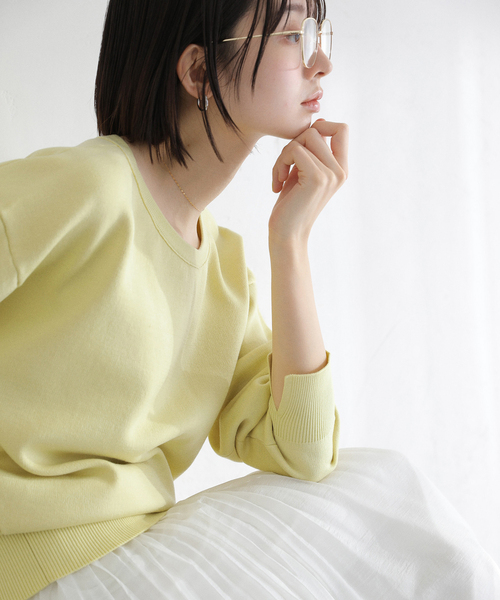 La TOTALITE（ラトータリテ）の「《追加3》【洗える】接結クルーネックプルオーバー（ニット/セーター・レディース・ホワイト/ピンク/イエロー・FREE）」の12枚目の写真