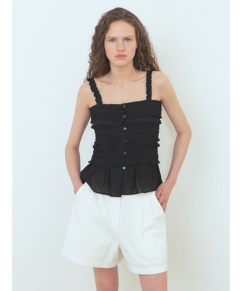 ETMON（エトモン）の「Lace Texture Sleeveless Blouse Black（Tシャツ/カットソー・レディース・その他・FREE）」の2枚目の写真