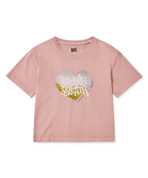 BROWNBREATH(ブラウンブレス)の「W BB ハート ピグメント クロップ Tシャツ - インディ ピンク(Tシャツ/カットソー・レディース・その他・S/M)」の1枚目の写真
