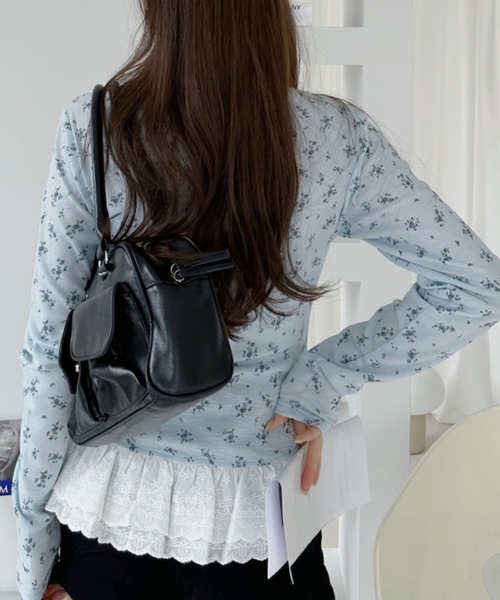Ada.(エイダ)の「小花柄 裾レース ヘンリーネックロンT(Tシャツ/カットソー・レディース・ブルー/アイボリー/チャコール・FREE)」の21枚目の写真