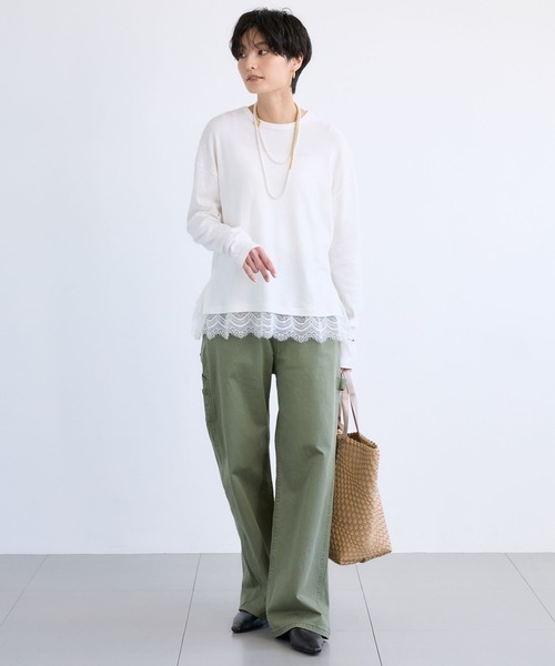 BARNYARDSTORM（バンヤードストーム）の「BARNYARDSTORM / 裾レースロンＴ（Tシャツ/カットソー・レディース・グレー/ホワイト・FREE）」の14枚目の写真