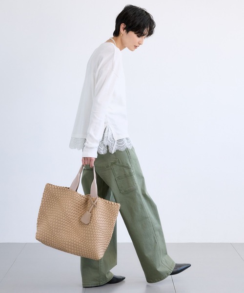 BARNYARDSTORM（バンヤードストーム）の「BARNYARDSTORM / 裾レースロンＴ（Tシャツ/カットソー・レディース・グレー/ホワイト・FREE）」の13枚目の写真