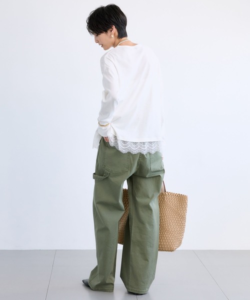 BARNYARDSTORM（バンヤードストーム）の「BARNYARDSTORM / 裾レースロンＴ（Tシャツ/カットソー・レディース・グレー/ホワイト・FREE）」の16枚目の写真