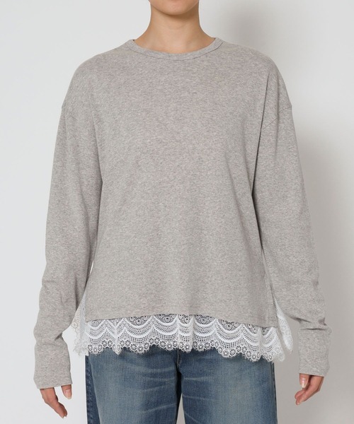 BARNYARDSTORM（バンヤードストーム）の「BARNYARDSTORM / 裾レースロンＴ（Tシャツ/カットソー・レディース・グレー/ホワイト・FREE）」の19枚目の写真