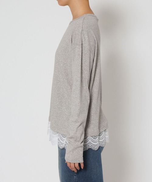 BARNYARDSTORM（バンヤードストーム）の「BARNYARDSTORM / 裾レースロンＴ（Tシャツ/カットソー・レディース・グレー/ホワイト・FREE）」の20枚目の写真