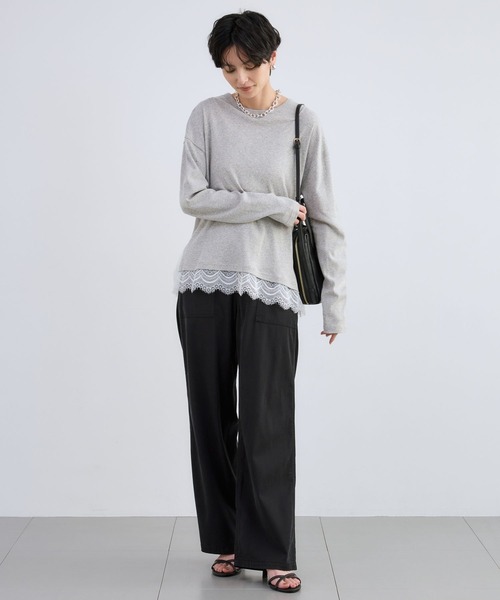 BARNYARDSTORM（バンヤードストーム）の「BARNYARDSTORM / 裾レースロンＴ（Tシャツ/カットソー・レディース・グレー/ホワイト・FREE）」の10枚目の写真