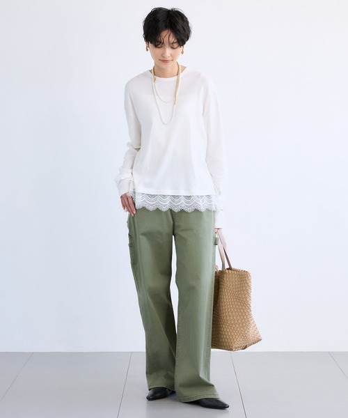 BARNYARDSTORM（バンヤードストーム）の「BARNYARDSTORM / 裾レースロンＴ（Tシャツ/カットソー・レディース・グレー/ホワイト・FREE）」の12枚目の写真