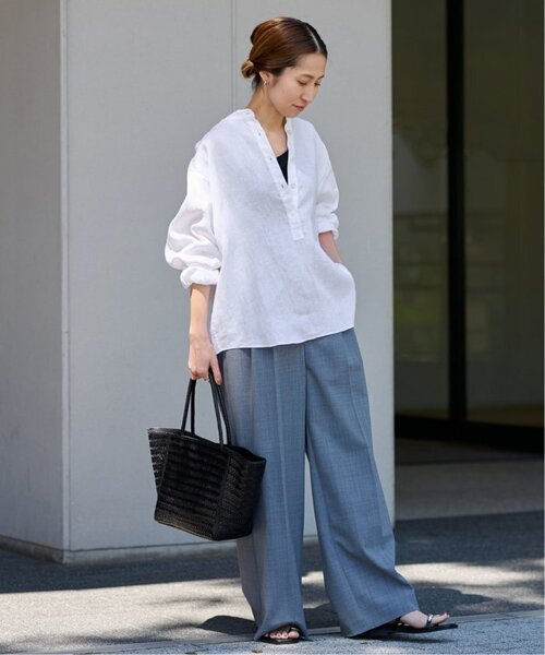 ≪追加≫フレンチリネンバンドカラーシャツ（シャツ/ブラウス