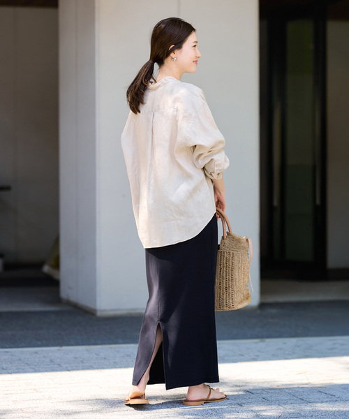 ≪追加≫フレンチリネンバンドカラーシャツ（シャツ/ブラウス