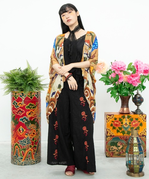 チャイハネ（チャイハネ）の「【チャイハネ】ペティナ刺繍ワイドフレアパンツ（その他パンツ・レディース・ブラック/ホワイト/ブルー・FREE）」の13枚目の写真