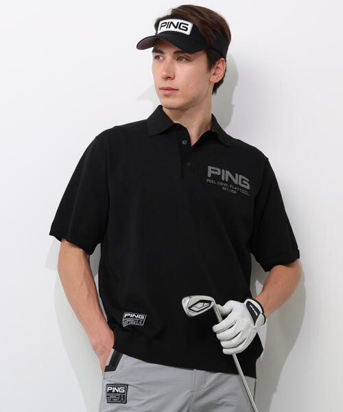 PING(ピン)の「【PING APPAREL】半袖ニットポロシャツ(ポロシャツ・メンズ・ブラック/グレー/ホワイト・L/S/LL/M/LL1)」の1枚目の写真
