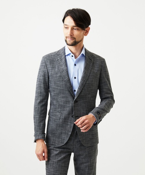 MICHEL KLEIN HOMME   （ミッシェルクランオム）の「【セットアップ】3ピース対応テーラードジャケット（テーラードジャケット・メンズ・グレー/ネイビー・MEDIUM/LARGE/X-LARGE）」の2枚目の写真