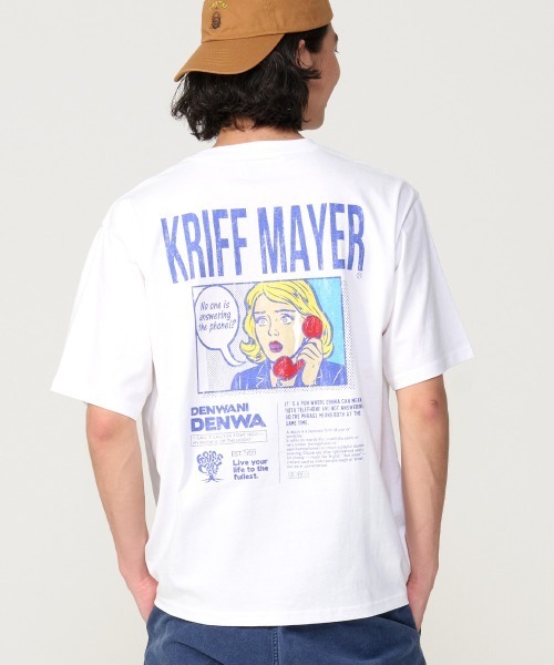 KRIFF MAYER(クリフメイヤー)の「【綿100%】ダジャレ半袖Tシャツ(デンワニデンワ)(Tシャツ/カットソー・メンズ・オフホワイト/コーラル/パープル/ベージュ/チャコール・X-LARGE/LARGE/MEDIUM)」の2枚目の写真