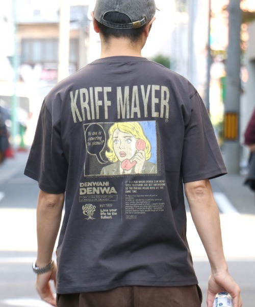 KRIFF MAYER(クリフメイヤー)の「【綿100%】ダジャレ半袖Tシャツ(デンワニデンワ)(Tシャツ/カットソー・メンズ・オフホワイト/コーラル/パープル/ベージュ/チャコール・X-LARGE/LARGE/MEDIUM)」の3枚目の写真