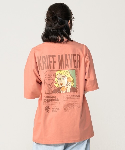 KRIFF MAYER(クリフメイヤー)の「【綿100%】ダジャレ半袖Tシャツ(デンワニデンワ)(Tシャツ/カットソー・メンズ・オフホワイト/コーラル/パープル/ベージュ/チャコール・X-LARGE/LARGE/MEDIUM)」の5枚目の写真