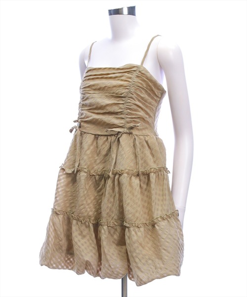 clear（クリア）の「チェック柄ドロストリボンミニワンピース[バレエコア ガーリー]≪新作≫（ワンピース・レディース・オフホワイト/ブラック系その他/ブラック/ベージュ・F）」の22枚目の写真