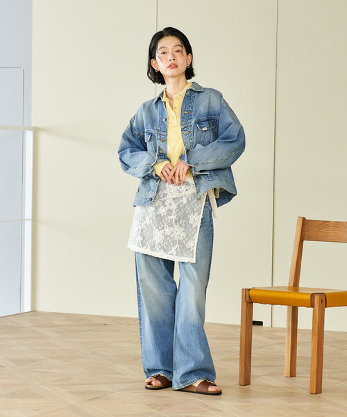 FREAK'S STORE(フリークスストア)の「Lee × FREAK'S STORE/リー 別注 101-J RIDERS JACKET/別注 ワンオーワン ジェー ライダースジャケット/デニムジャケット(デニムジャケット・レディース・サックスブルー/ネイビー・フリ-)」の4枚目の写真