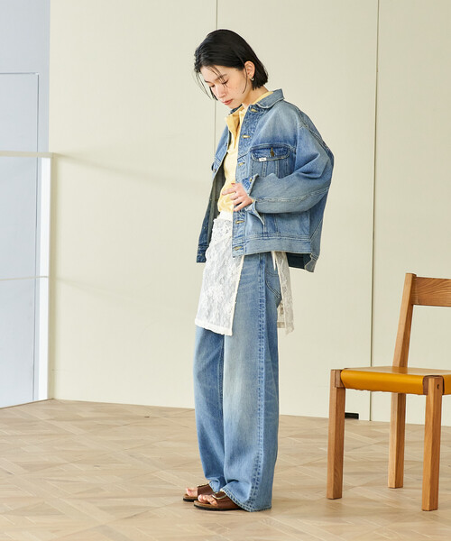 FREAK'S STORE(フリークスストア)の「Lee × FREAK'S STORE/リー 別注 101-J RIDERS JACKET/別注 ワンオーワン ジェー ライダースジャケット/デニムジャケット(デニムジャケット・レディース・サックスブルー/ネイビー・フリ-)」の5枚目の写真