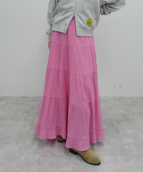 RODEO CROWNS WIDE BOWL（ロデオクラウンズワイドボウル）の「パレットティアードスカート（スカート・レディース・オフホワイト/ブラック/ライトピンク/グリーン・FREE）」の4枚目の写真