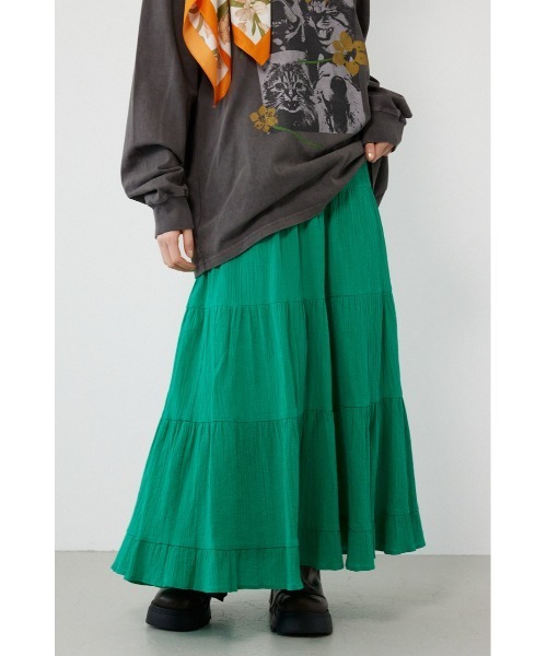 RODEO CROWNS WIDE BOWL（ロデオクラウンズワイドボウル）の「パレットティアードスカート（スカート・レディース・オフホワイト/ブラック/ライトピンク/グリーン・FREE）」の3枚目の写真