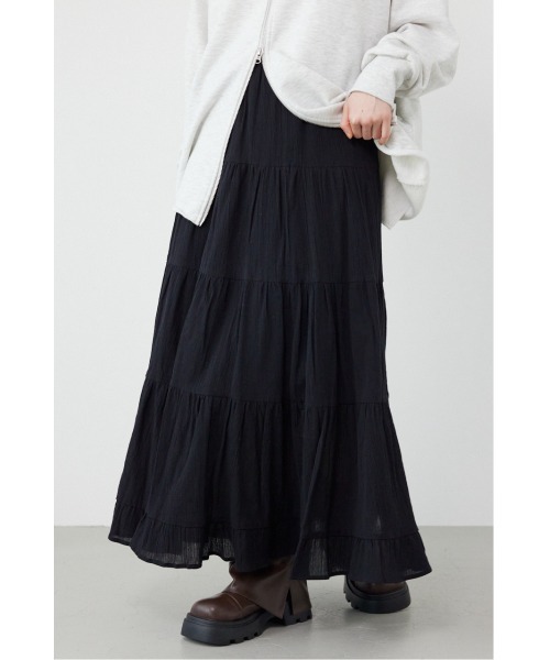 RODEO CROWNS WIDE BOWL（ロデオクラウンズワイドボウル）の「パレットティアードスカート（スカート・レディース・オフホワイト/ブラック/ライトピンク/グリーン・FREE）」の2枚目の写真