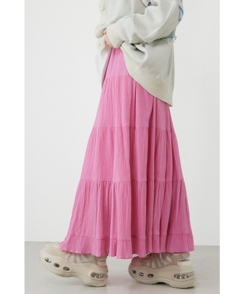 RODEO CROWNS WIDE BOWL（ロデオクラウンズワイドボウル）の「パレットティアードスカート（スカート・レディース・オフホワイト/ブラック/ライトピンク/グリーン・FREE）」の6枚目の写真