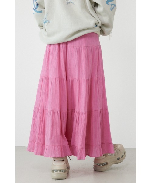 RODEO CROWNS WIDE BOWL（ロデオクラウンズワイドボウル）の「パレットティアードスカート（スカート・レディース・オフホワイト/ブラック/ライトピンク/グリーン・FREE）」の7枚目の写真